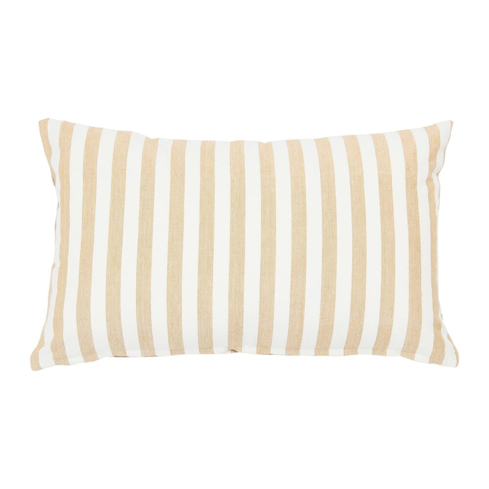 3605 Striped Cotton Lumbar Pillow Cover, Beige